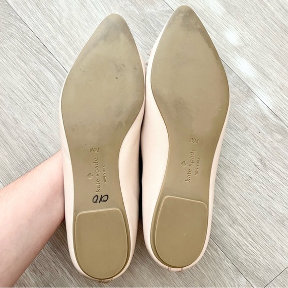 Kate Spade Eleni Flex Blush Pink Scalloped Leather Point Toe Ballet Flats 8.5 - Picture 6 of 8